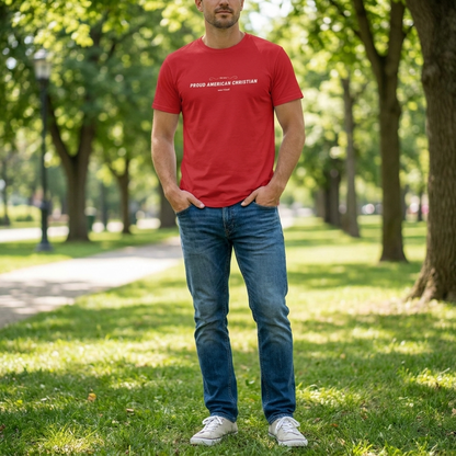 American Christian T-Shirt — Patriotic Flag Design (Adult)