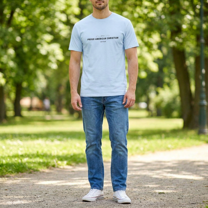 American Christian T-Shirt — Patriotic Flag Design (Adult)