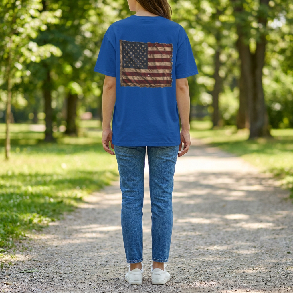 American Christian T-Shirt — Patriotic Flag Design (Adult)