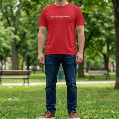 American Christian T-Shirt — Patriotic Flag Design (Adult)