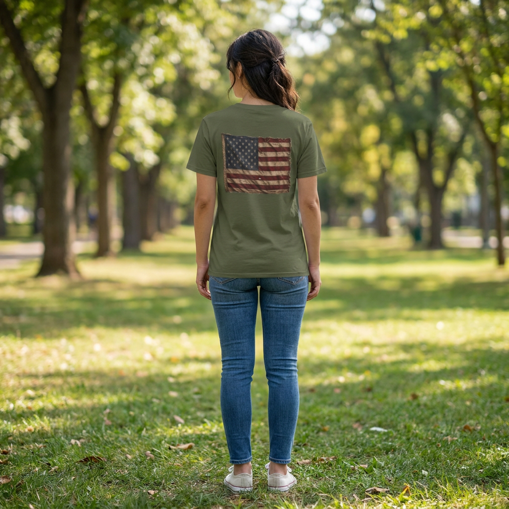 American Christian T-Shirt — Patriotic Flag Design (Adult)