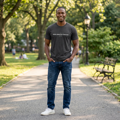 American Christian T-Shirt — Patriotic Flag Design (Adult)