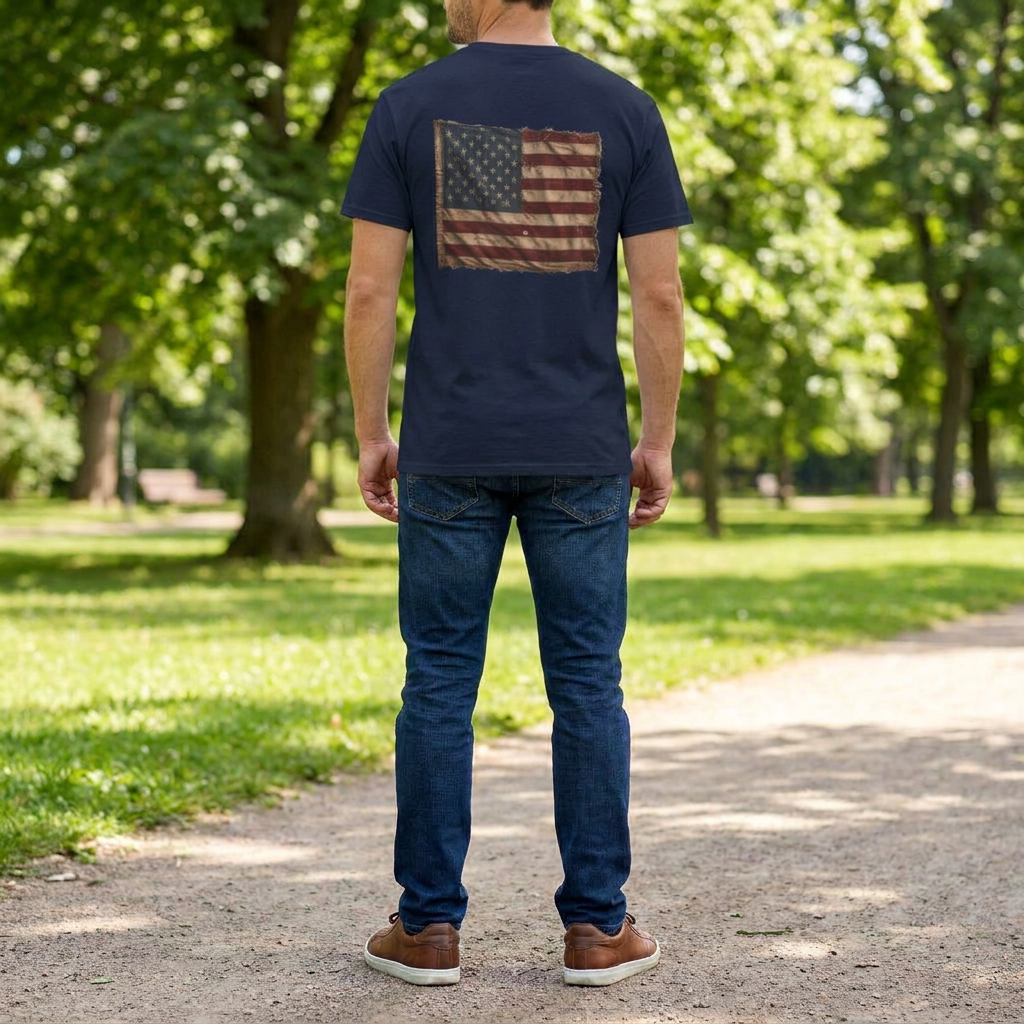 American Christian T-Shirt — Patriotic Flag Design (Adult)