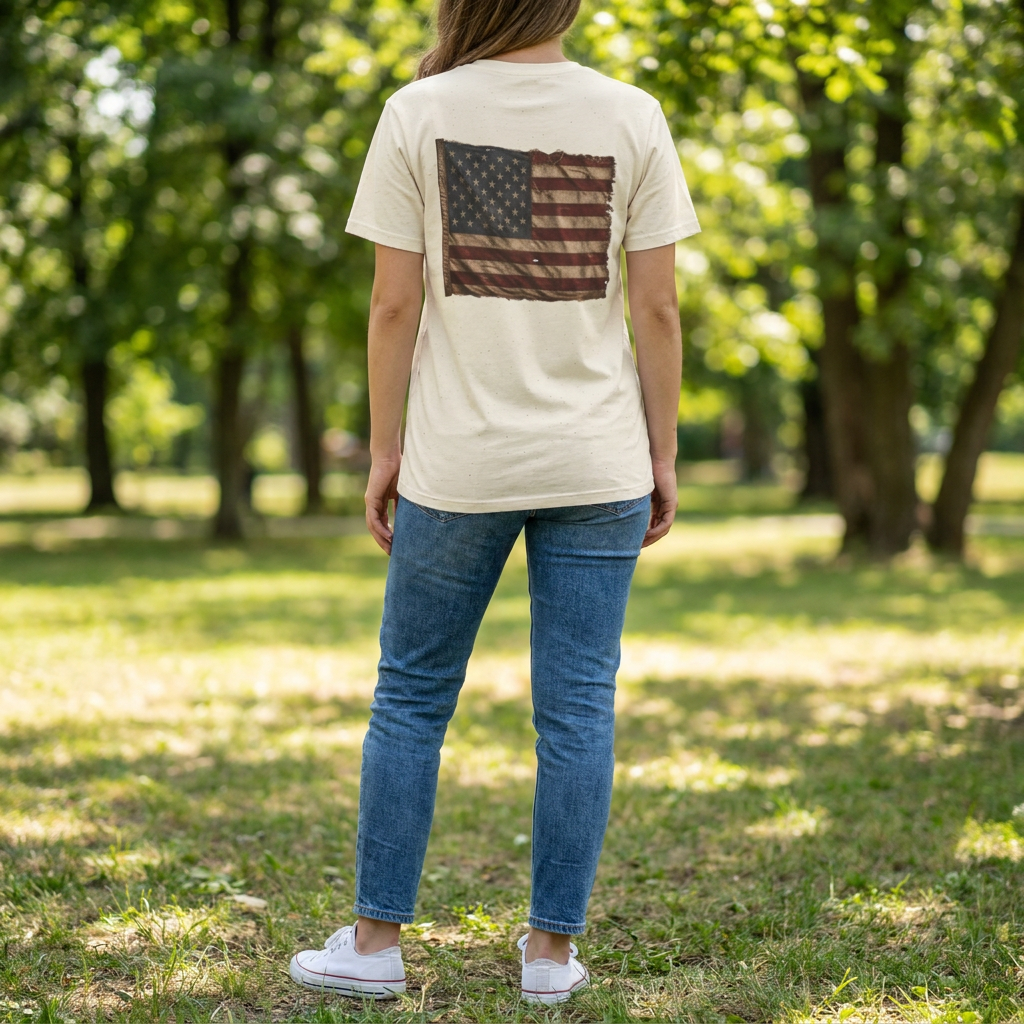 American Christian T-Shirt — Patriotic Flag Design (Adult)