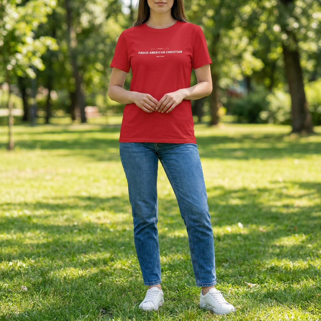 American Christian T-Shirt — Patriotic Flag Design (Adult)