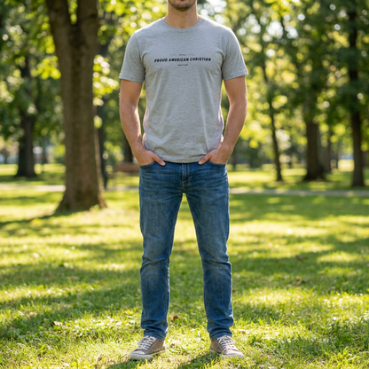 American Christian T-Shirt — Patriotic Flag Design (Adult)