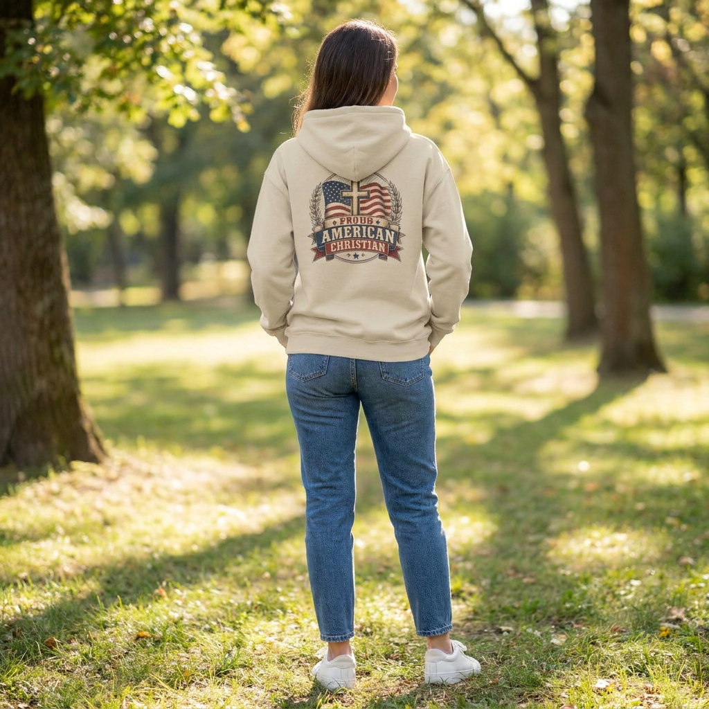 American Christian Hoodie — Patriotic Pullover (Ladies)