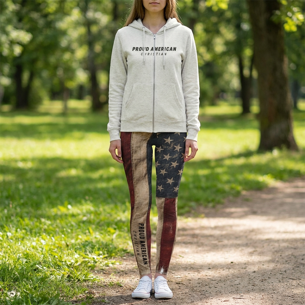 American Flag Vintage Leggings — Proud American All-Over Print