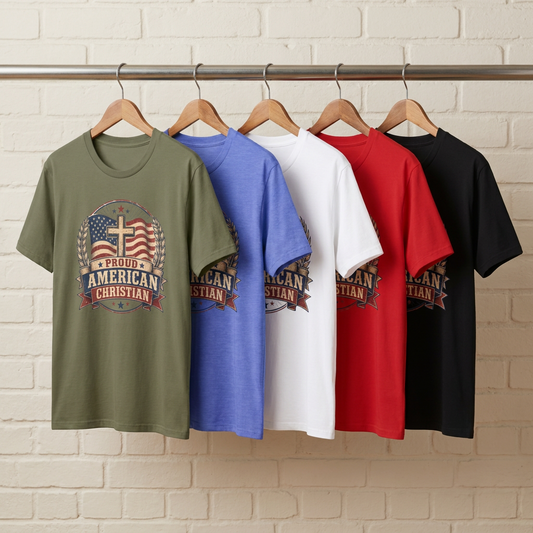Proudly American Christian T-Shirt | Patriotic Design