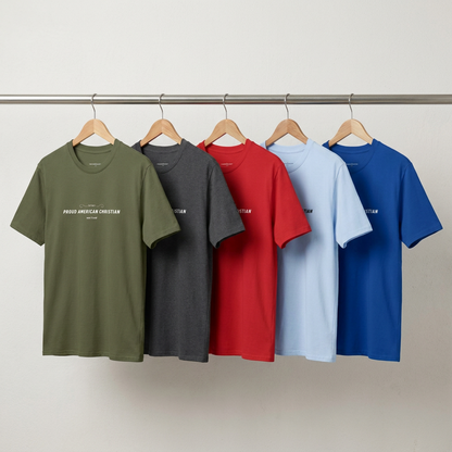 American Christian T-Shirt — Patriotic Flag Design (Adult)
