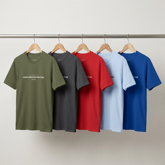 American Christian T-Shirt — Patriotic Flag Design (Adult)