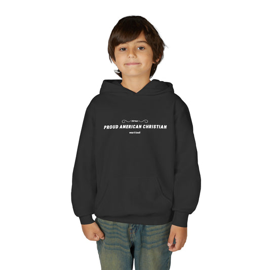 Proud American Christian Hoodie — Youth Patriotic Cross Pullover