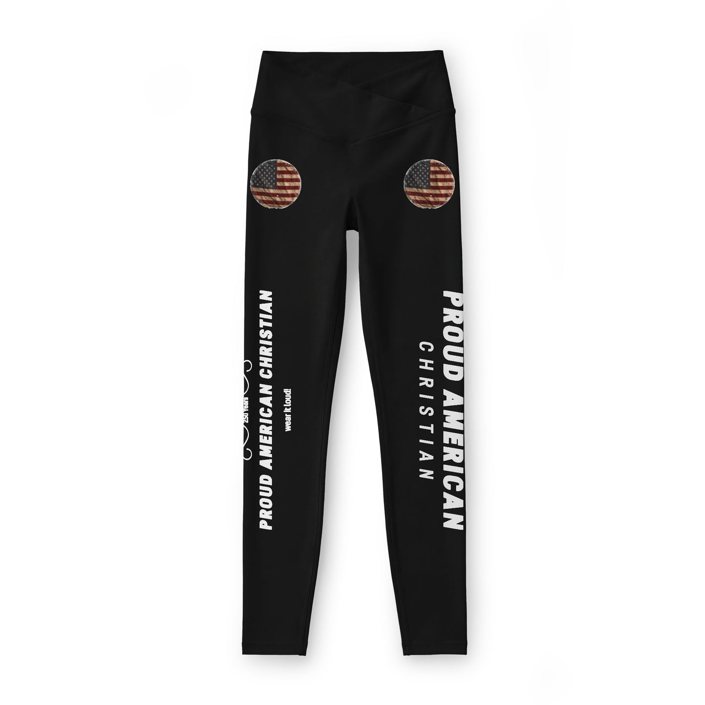 Proud American Christian Leggings — High-Waist Yoga Tights with Flag Accent