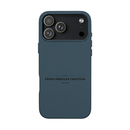 Engraved PU Leather Phone Case — "Proud American Christian" Minimalist Protective Cover