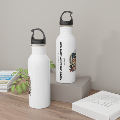 Proud American Christian Stainless Steel Water Bottle | Patriotic Design