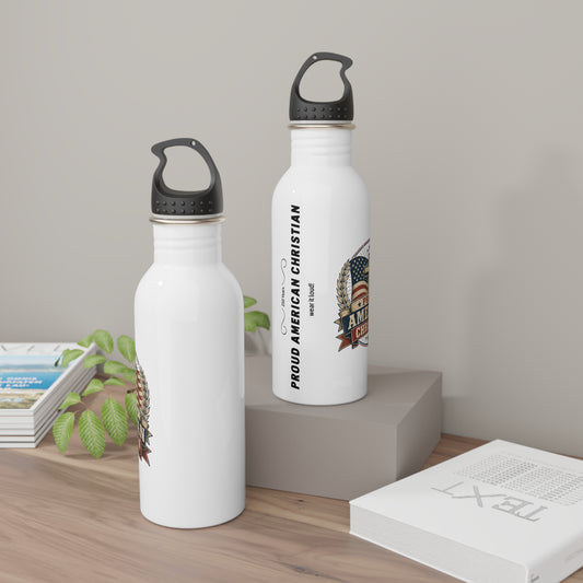 Proud American Christian Stainless Steel Water Bottle | Patriotic Design