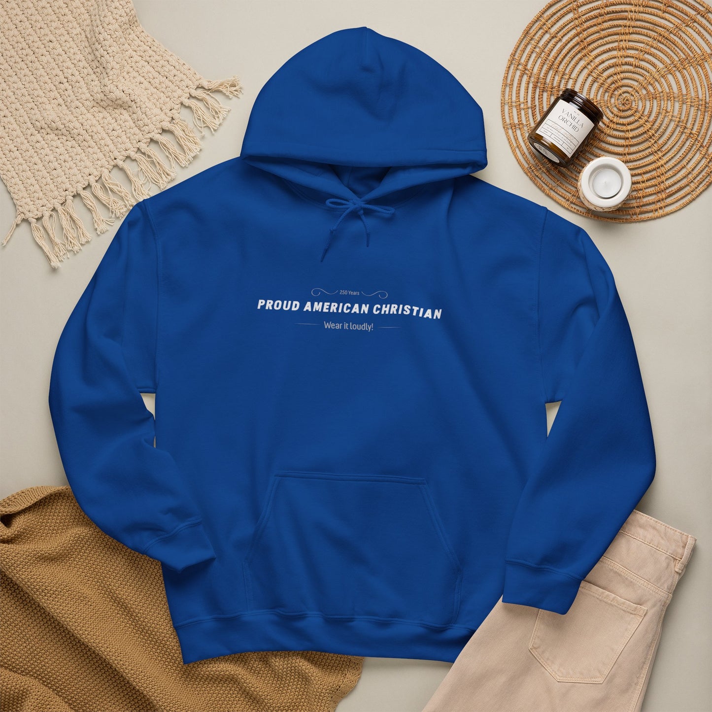 Proud American Christian Hoodie — Flag & Cross Patriotic Pullover