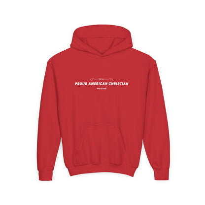 Proud American Christian Hoodie — Youth Patriotic Cross Pullover