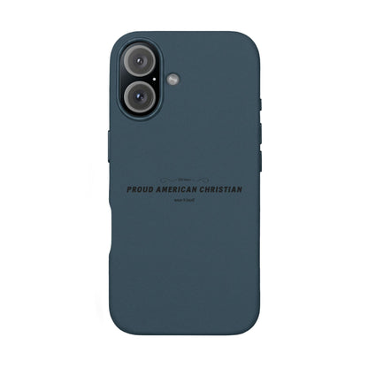 Engraved PU Leather Phone Case — "Proud American Christian" Minimalist Protective Cover