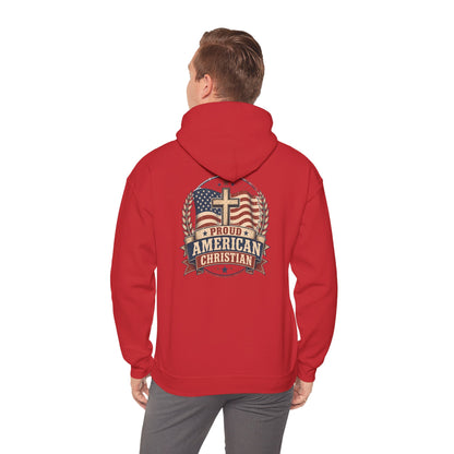 Proud American Christian Hoodie — Flag & Cross Patriotic Pullover