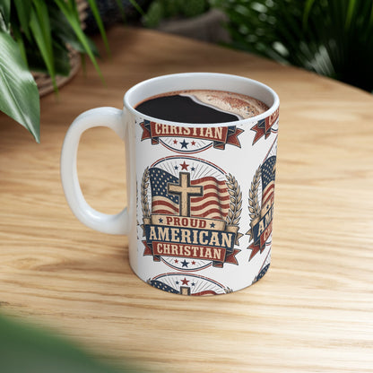 Proudly American Christian Mug — Patriotic Design