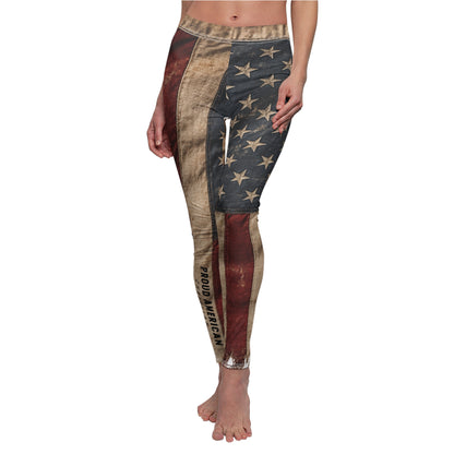 American Flag Vintage Leggings — Proud American All-Over Print