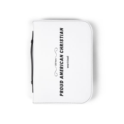 Bible Cover — "Proud American Christian" Zippered Scripture Cover (Patriotic Cross Design)