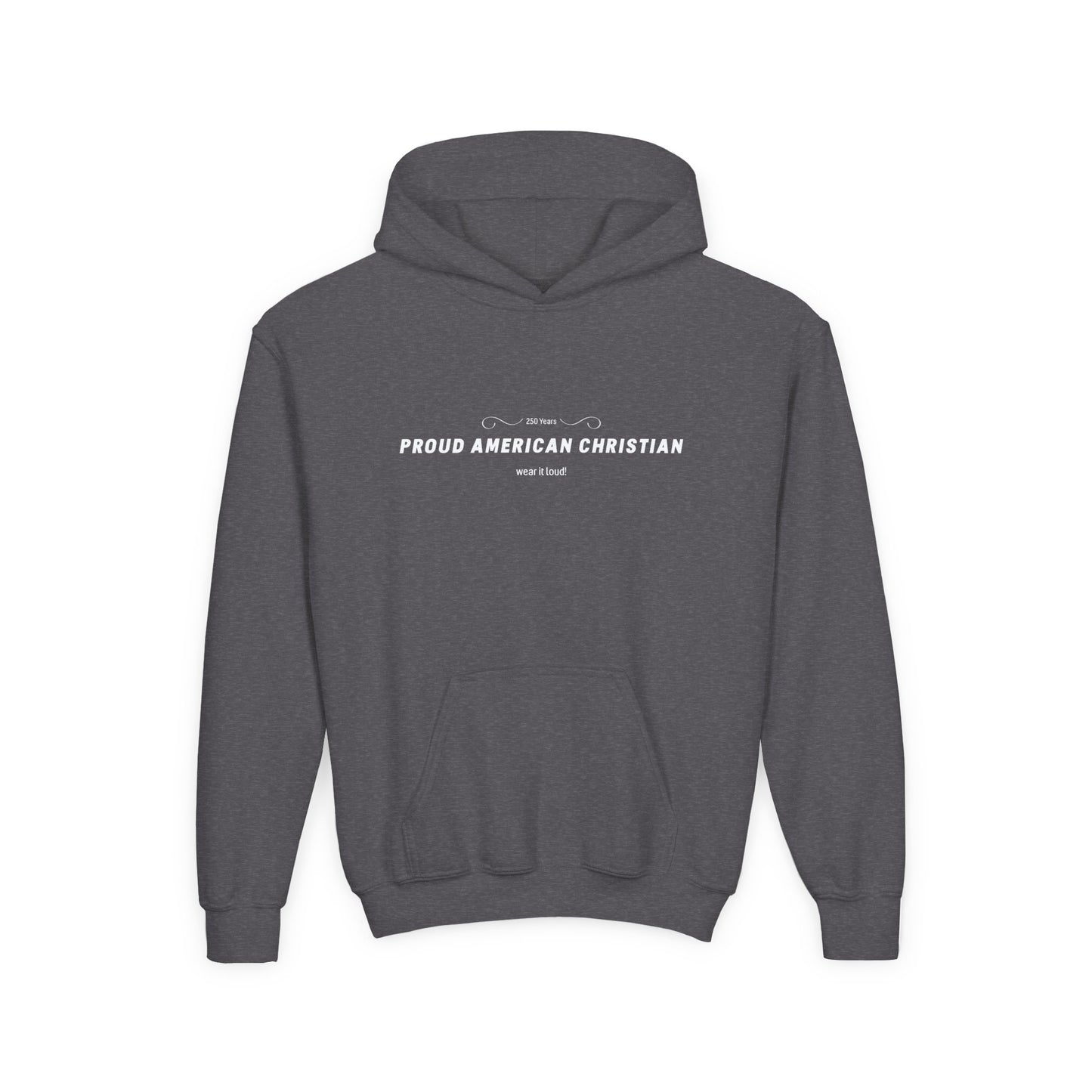 Proud American Christian Hoodie — Youth Patriotic Cross Pullover