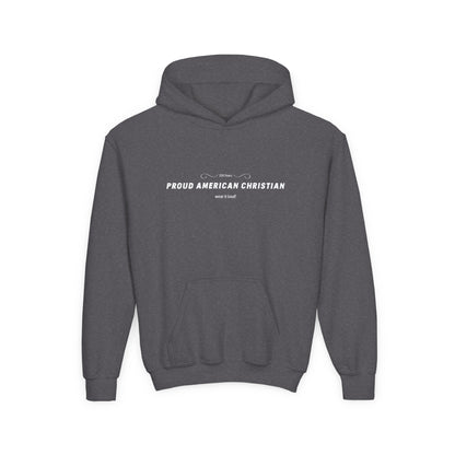 Proud American Christian Hoodie — Youth Patriotic Cross Pullover