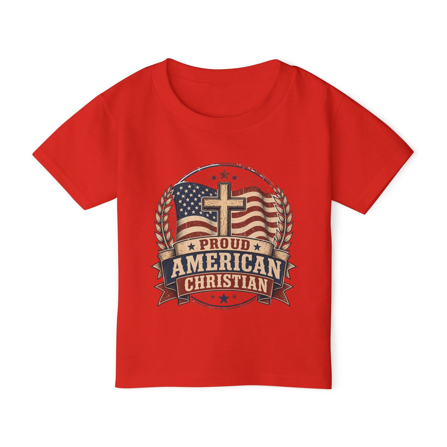 Toddler T-Shirt — Proud American Christian Flag Cross Design