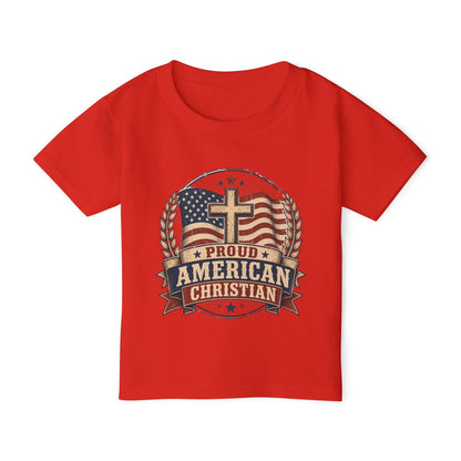 Toddler T-Shirt — Proud American Christian Flag Cross Design