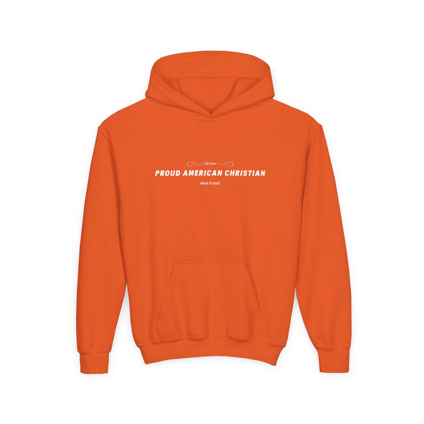Proud American Christian Hoodie — Youth Patriotic Cross Pullover