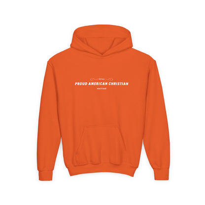 Proud American Christian Hoodie — Youth Patriotic Cross Pullover