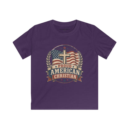Kids Tee — Proud American Christian Flag Cross Design