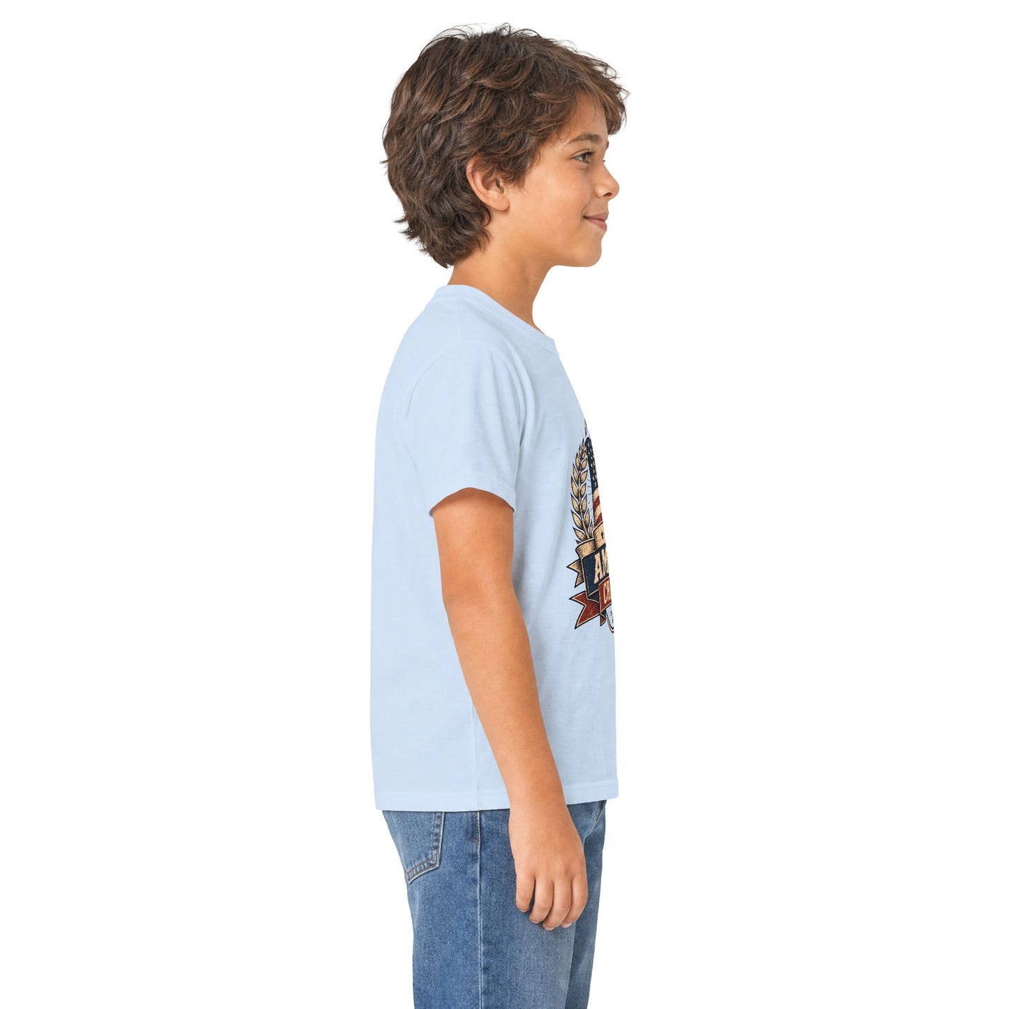 Kids Tee — Proud American Christian Flag Cross Design