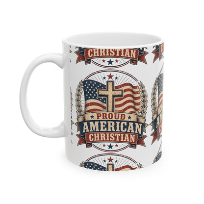 Proudly American Christian Mug — Patriotic Design