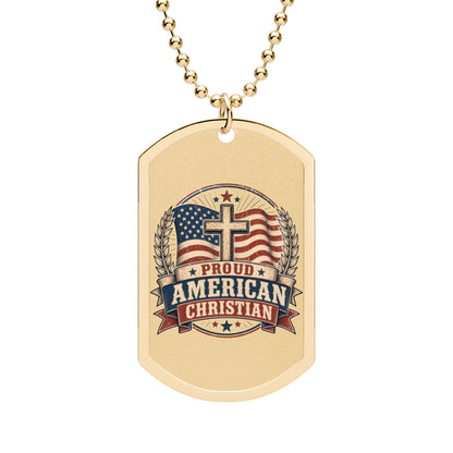 Proudly American Christian Dog Tag | Patriotic Design
