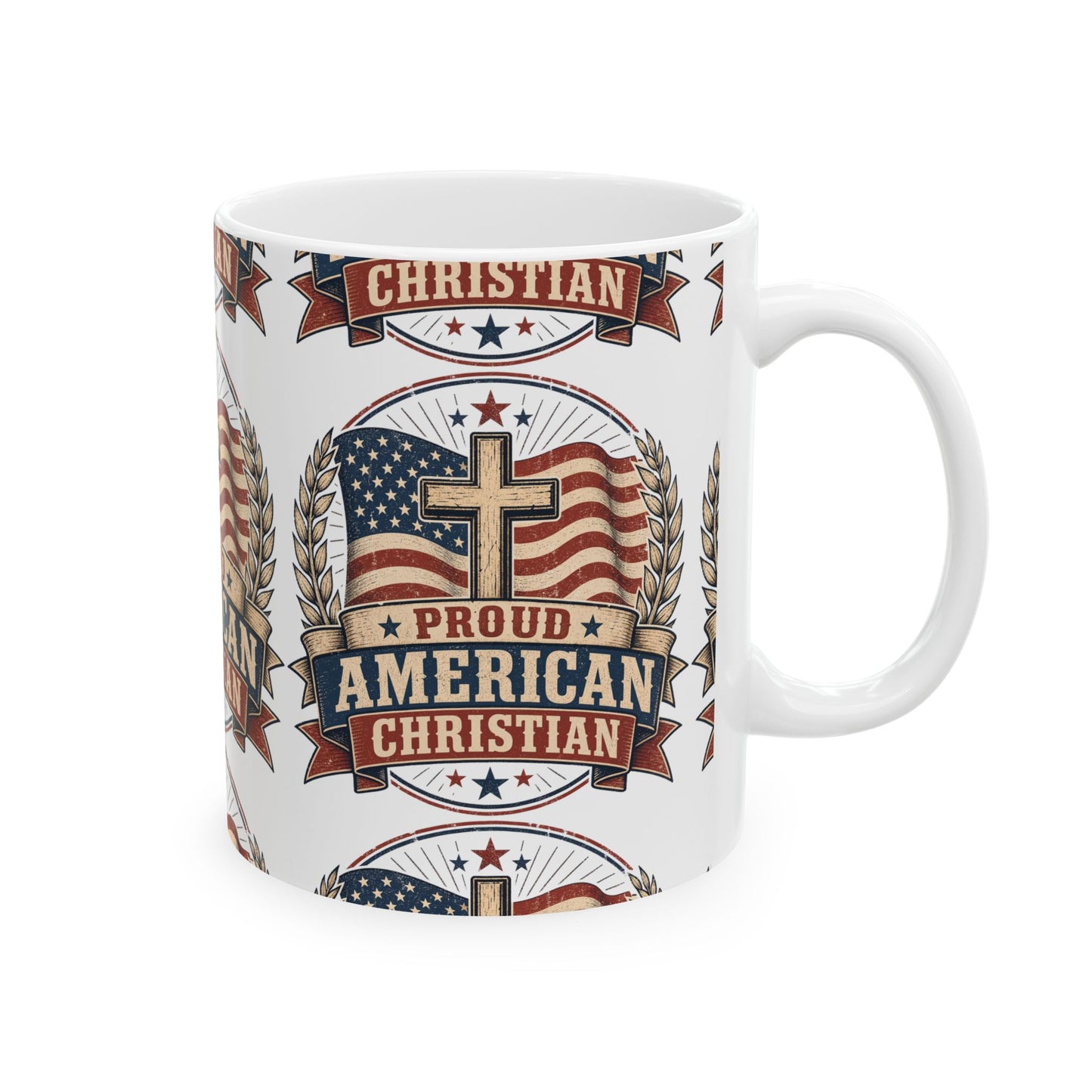 Proudly American Christian Mug — Patriotic Design