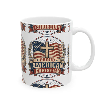 Proudly American Christian Mug — Patriotic Design