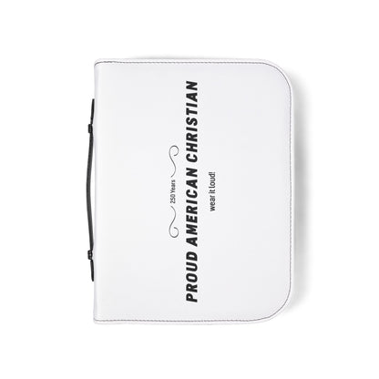 Bible Cover — "Proud American Christian" Zippered Scripture Cover (Patriotic Cross Design)
