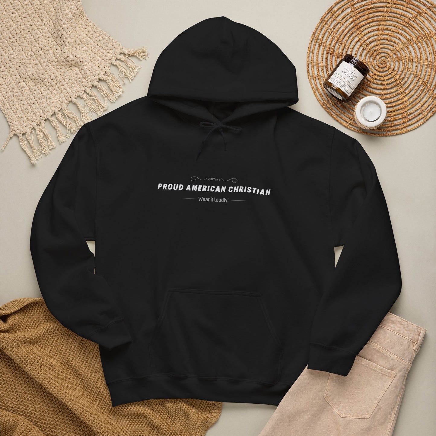 Proud American Christian Hoodie — Flag & Cross Patriotic Pullover