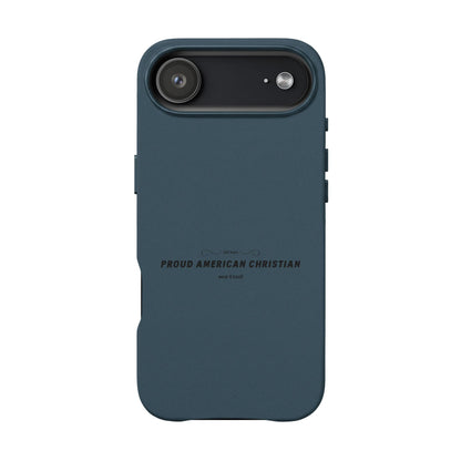 Engraved PU Leather Phone Case — "Proud American Christian" Minimalist Protective Cover