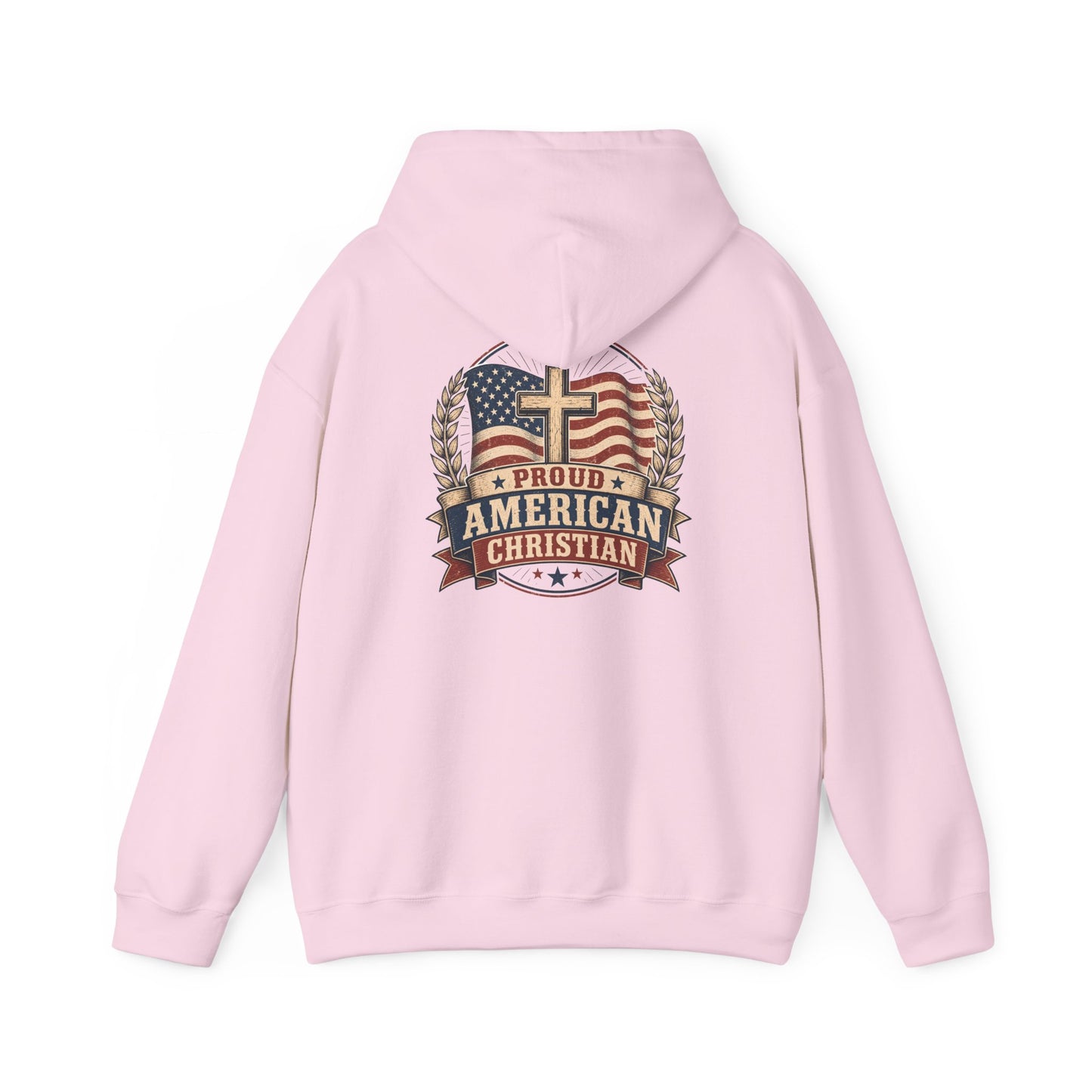 Proud American Christian Hoodie — Flag & Cross Patriotic Pullover