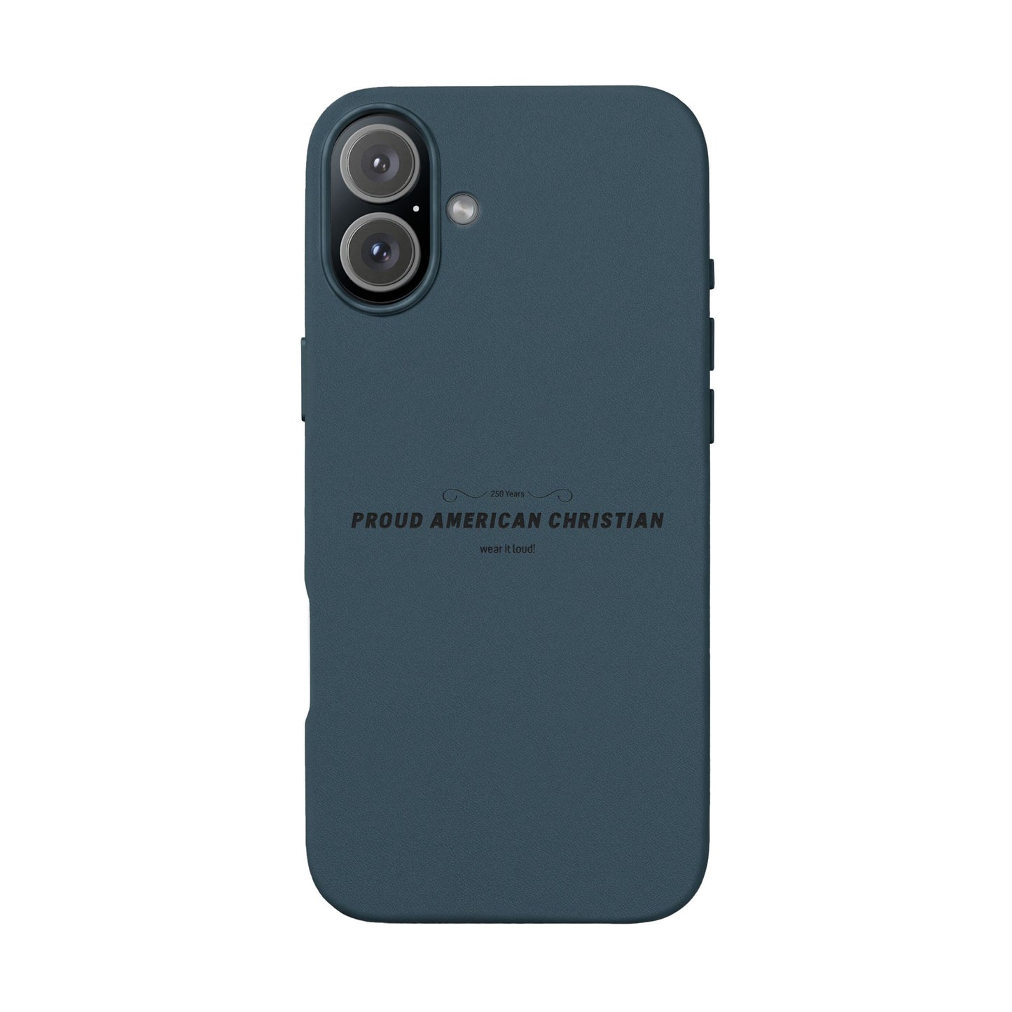 Engraved PU Leather Phone Case — "Proud American Christian" Minimalist Protective Cover
