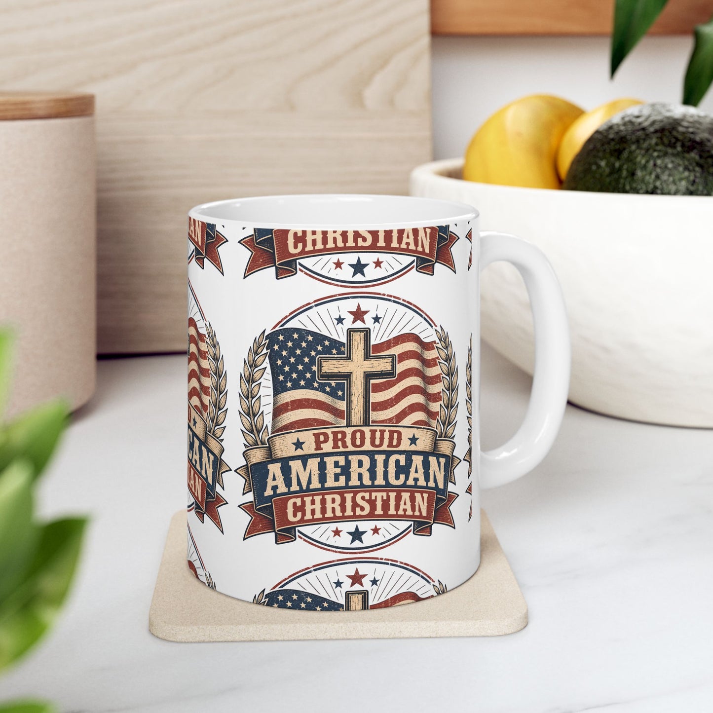 Proudly American Christian Mug — Patriotic Design