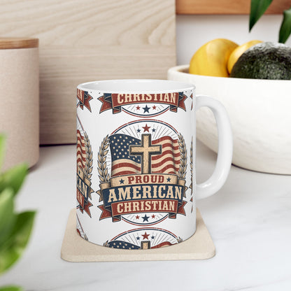 Proudly American Christian Mug — Patriotic Design