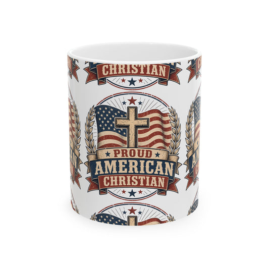 Proudly American Christian Mug — Patriotic Design