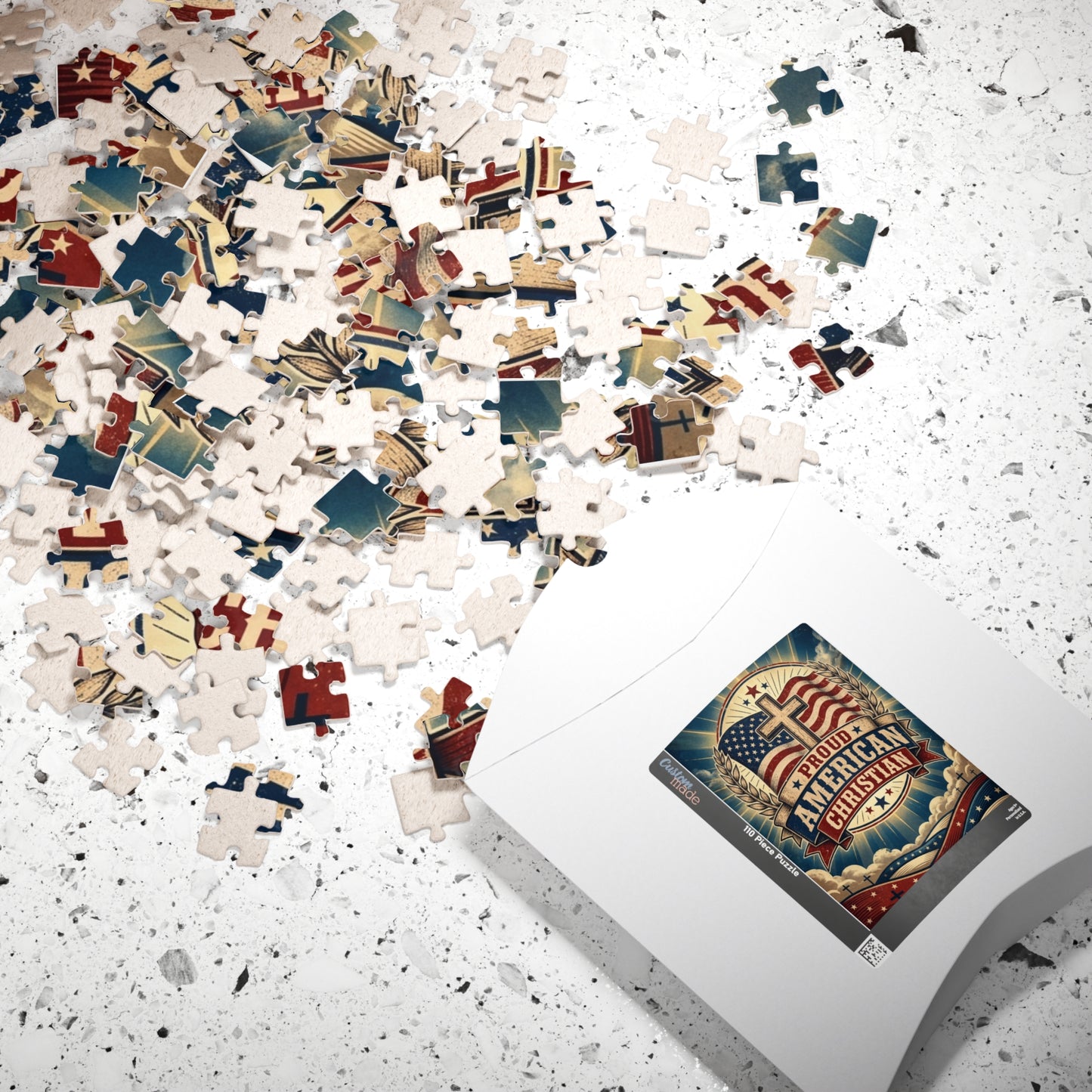 Proud American Christian Puzzle — Patriotic Cross Jigsaw (110/252/520/1014 pcs)