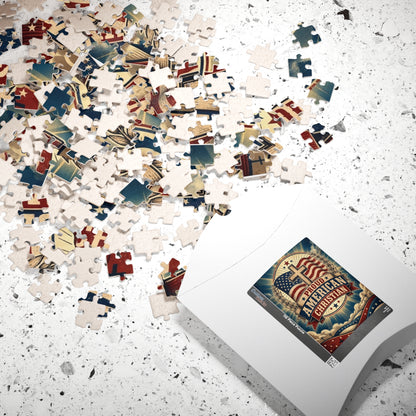 Proud American Christian Puzzle — Patriotic Cross Jigsaw (110/252/520/1014 pcs)