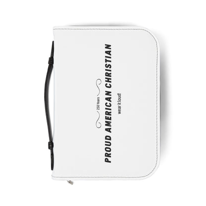 Bible Cover — "Proud American Christian" Zippered Scripture Cover (Patriotic Cross Design)